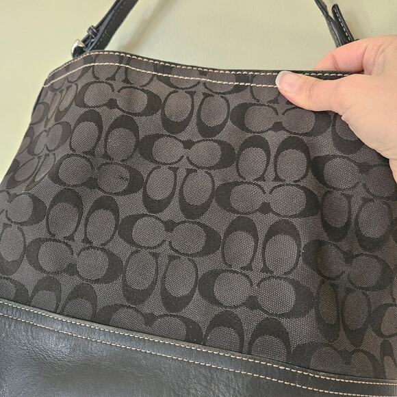 Vintage Coach Signature Hobo Bucket Shoulder Bag Black Leather Y2K - Picture 10 of 10